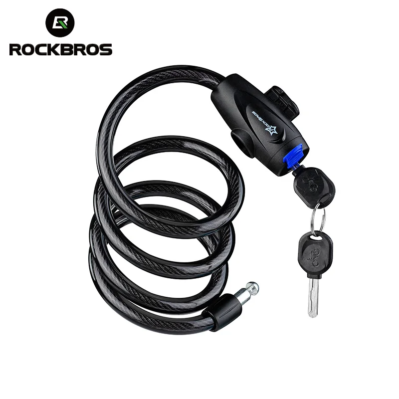 RockBros Bike Bicycle 5 Letters Code Lock Combination Coiled Cable Lock Black