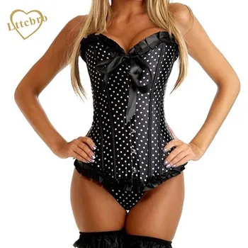 

Red Burlesque Polka Dot Overbust Corset