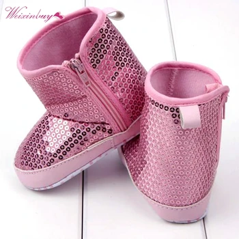 

Winter Baby Girls Sequin High Boots Soft Bottom Anti Slip Toddler Shoes