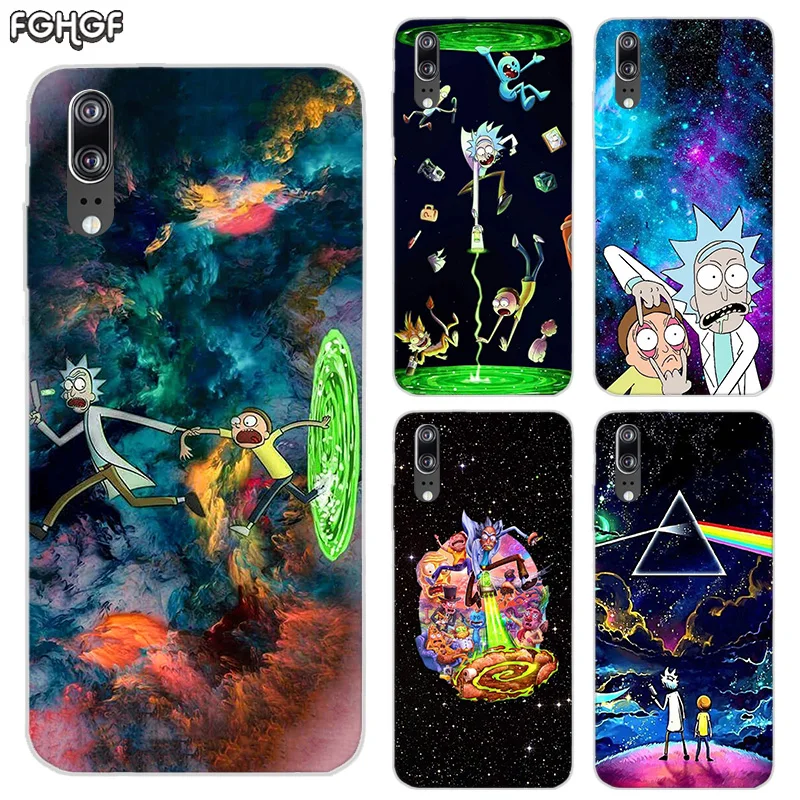 

Soft Silicone Phone Back Case For Huawei P20 P30 P8 P9 P10 lite Pro Plus P Smart + TPU Heart Cover Rick And Morty