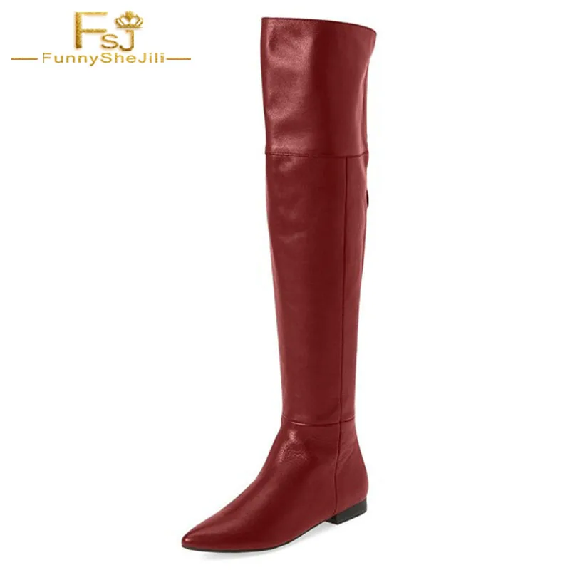 red over the knee boots flat
