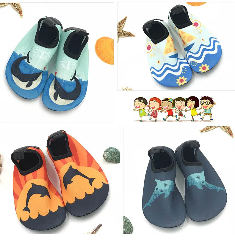 1 (16)Kid Quick Drying Swim Wading Shoes Casual Footwear Barefoot LightWeight Aqua Socks For Beach Pool Cartoon Children Slippers Hot