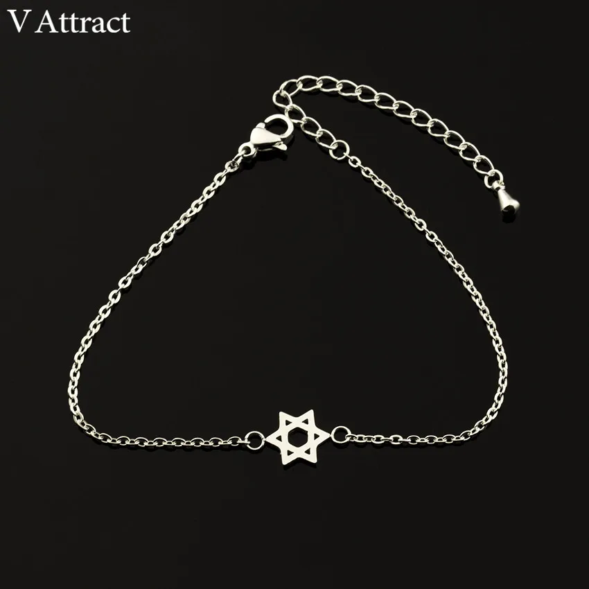 Винтажная цепочка из нержавеющей стали V притягивает 2018 браслет Mujer Jerusalem Magen Star Of