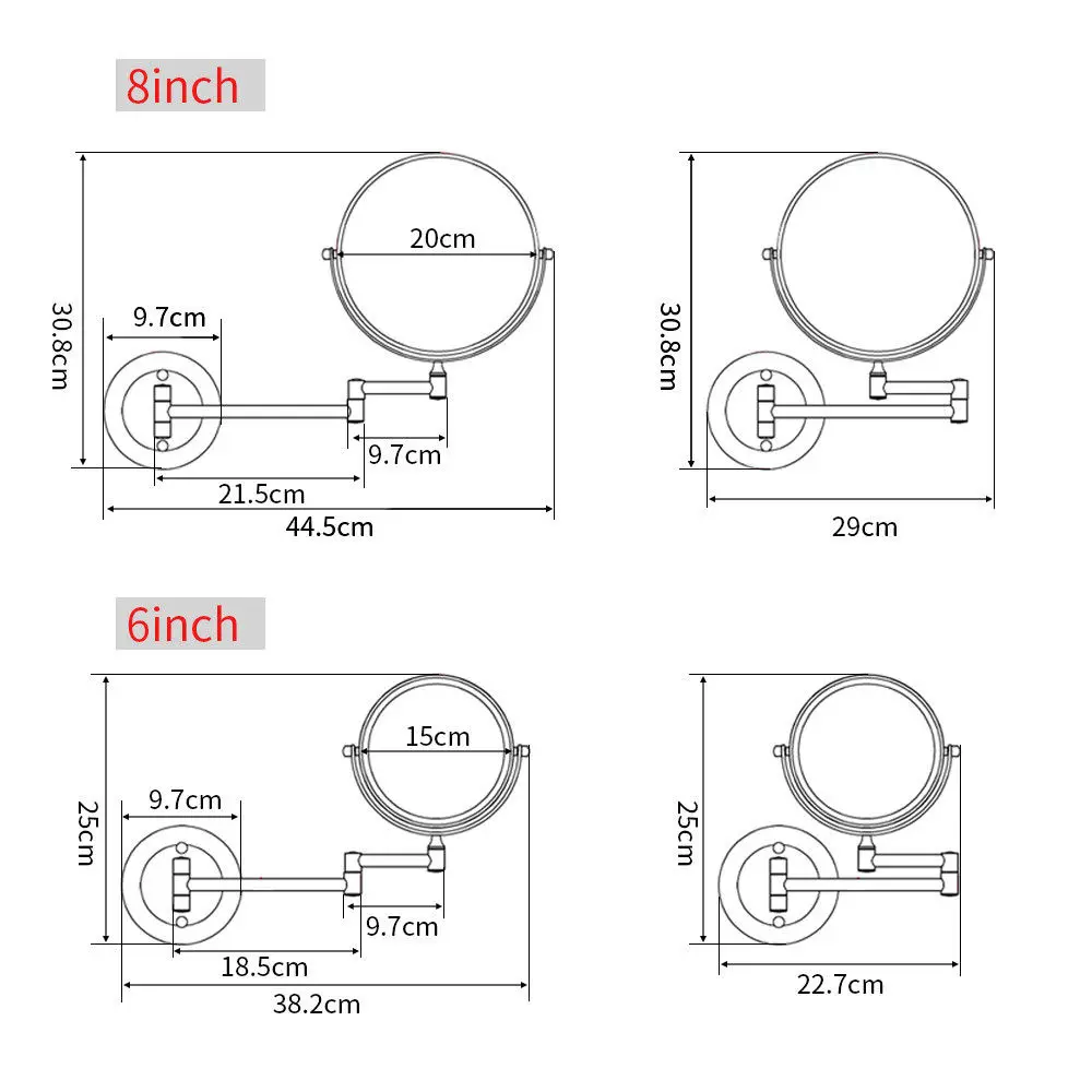 " /6" ванная комната отель бритья макияж зеркало настенное крепление две стороны хром Складной поворотный зеркало с 10X увеличением 7X 5x 3x