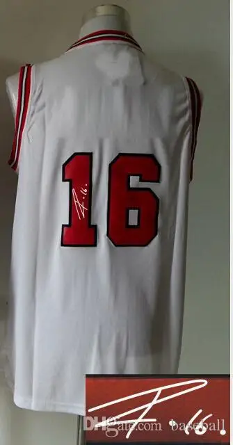 Men's Basketball Jersey #16 Pau Gasol autographed Red Uniforms