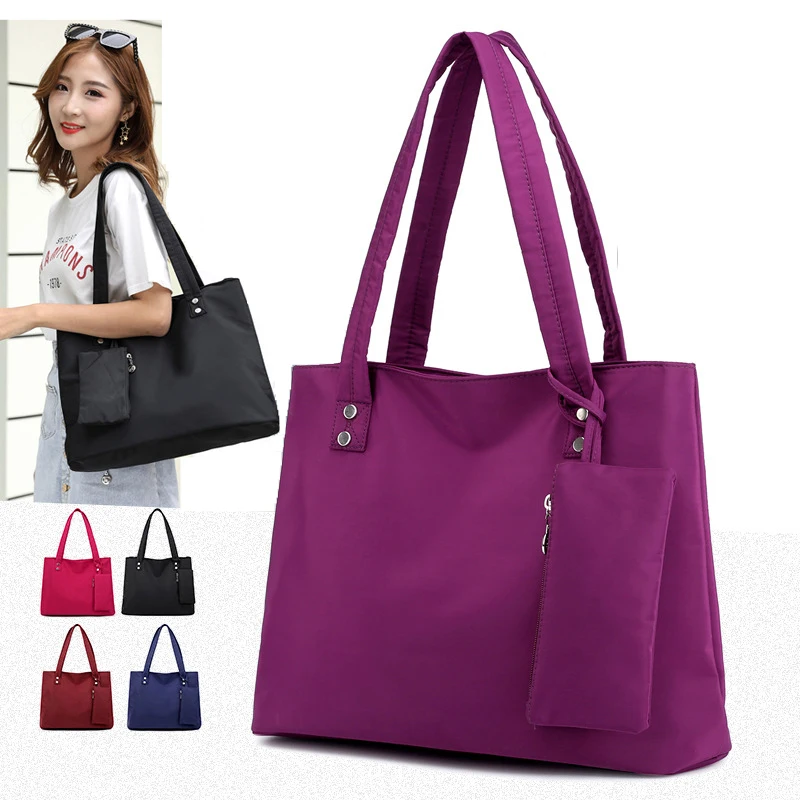 

Oxford Large Capacity Long Shoulder Handbag Shopping Tote Bag Beach Top-handle Bags 2 Piece Set Women Designer Nylon Handbags
