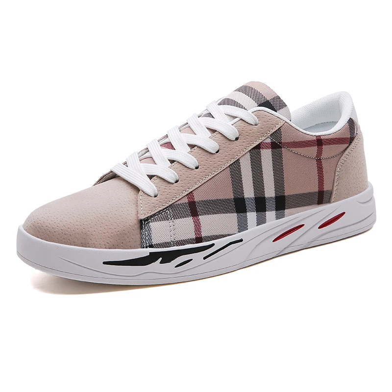 

ARANSUE 2018 autumn men canvas shoes fashion sneakers plaid casual shoes Breathable flats for male ,#978-L