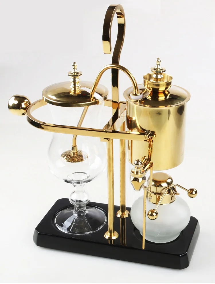 4-5 People Alcohol Siphon Coffee Stove Manual Coffee Maker Coffee Pot Gold