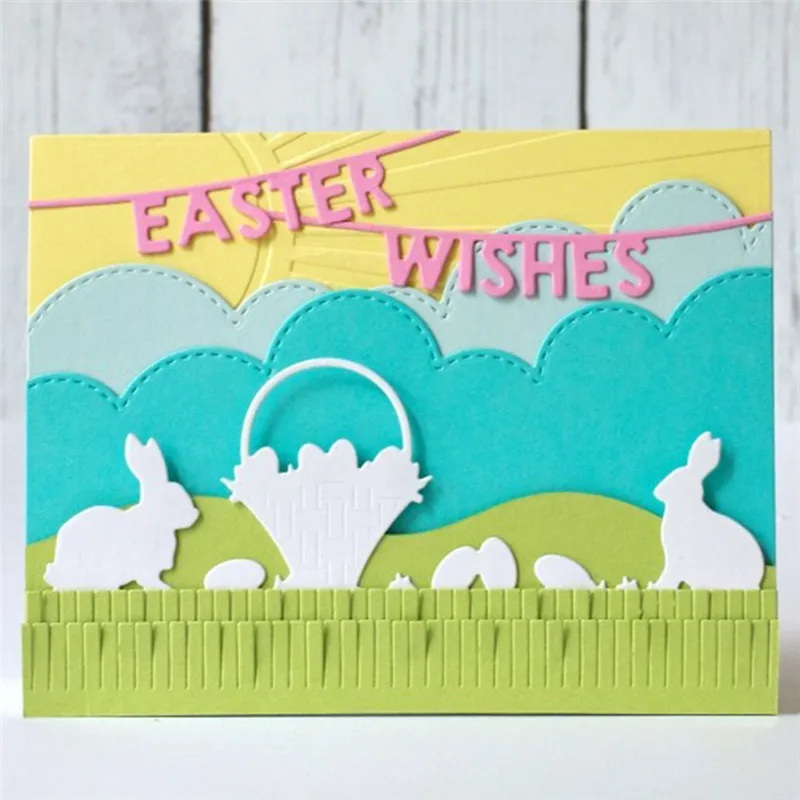 

YaMinSanNiO Easter Wishes Letters Metal Cutting Dies for Scrapbooking Card Album Embossing Crafts Diecut Stencil New Template
