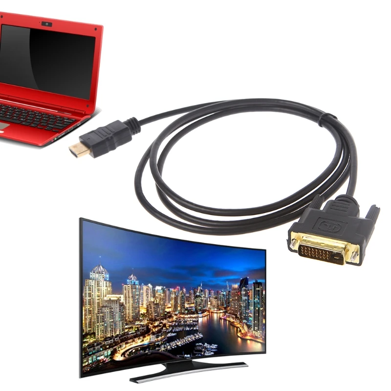 

HDMI Cable HDTV to DVI 24+1 Pin 1.8m High Speed Gold Plated HD Projector Adapter