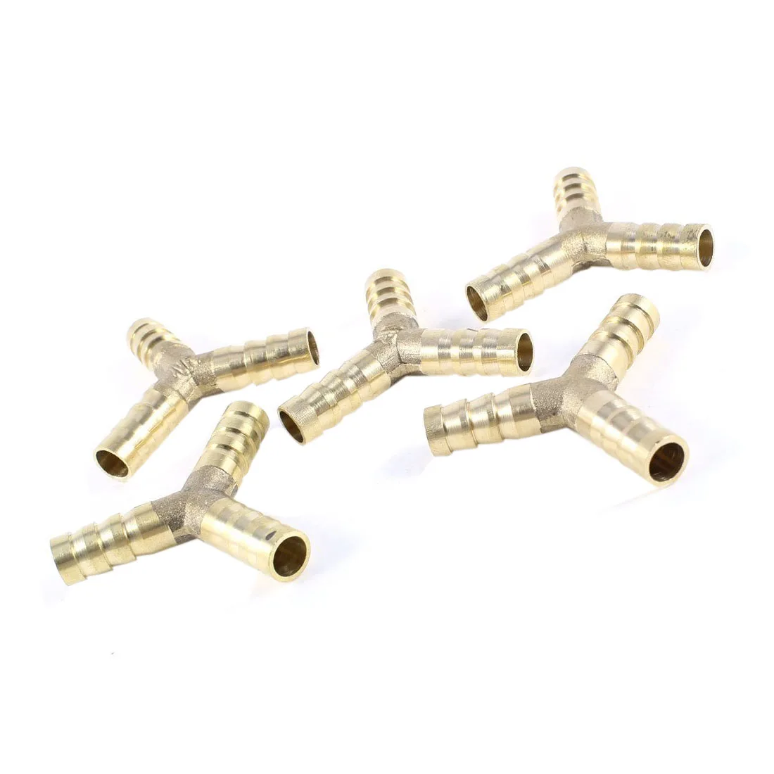 New 5 Pcs Brass Y-Shape 3 Ways Hose Barb Fitting Adapter Coupling for 10mm Tube