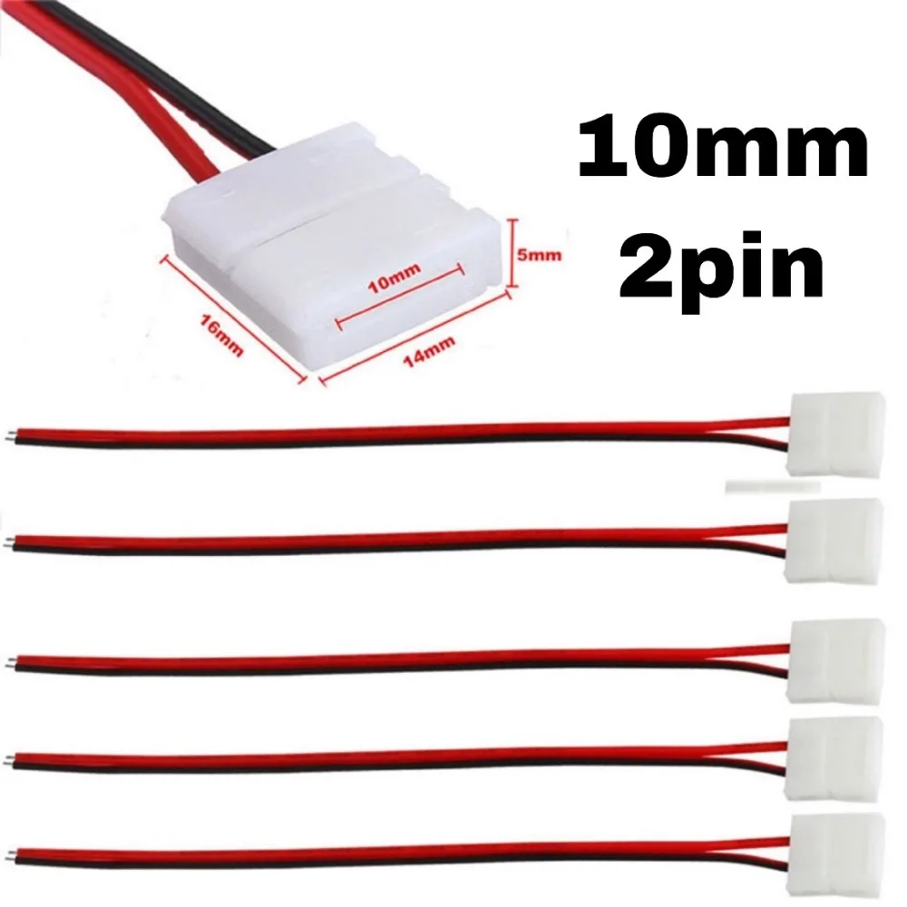 8mm10mm 2 Pin Led Strip Connector For Single Color Led Strip 35285050 Easy Connect 5Pcslot No Need Soldering Connectors (5)