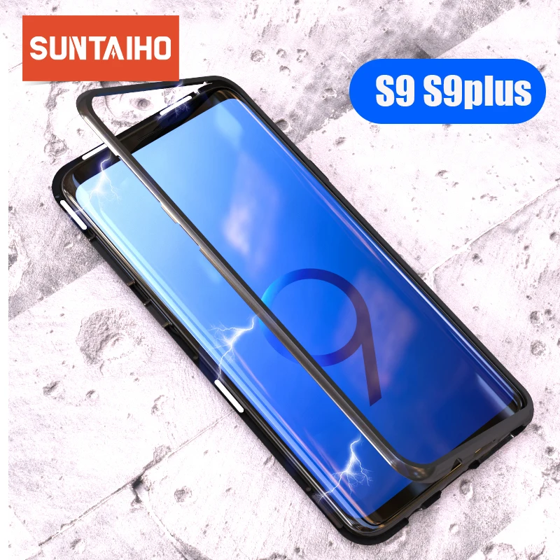 Suntaiho Magnetic Adsorption Case For Samsung S8 S9 Plus Note 8 S7 Edge Tempered Glass Cover For iPhone X 7 8 Huawei P20 Oneplus