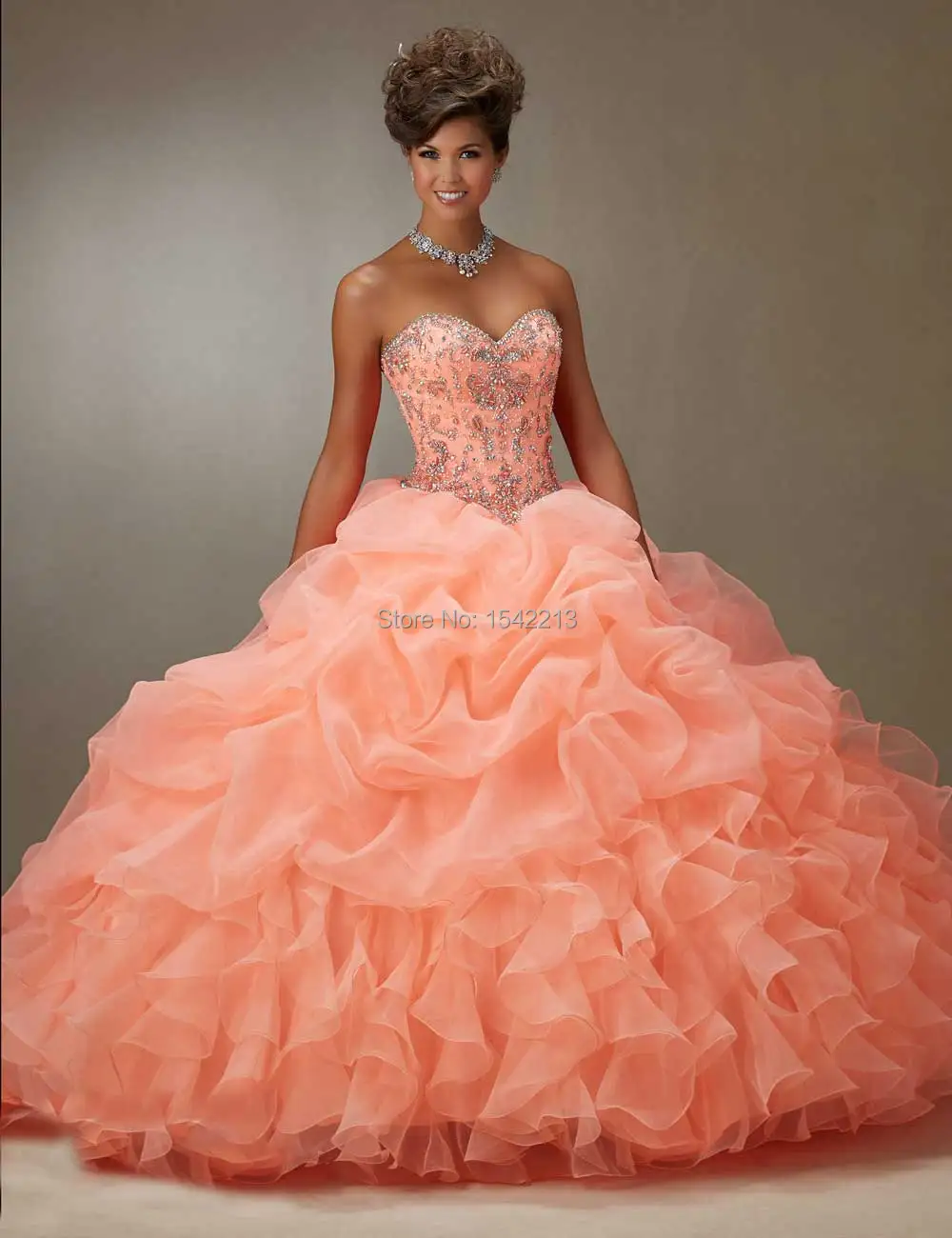light orange quinceanera dresses