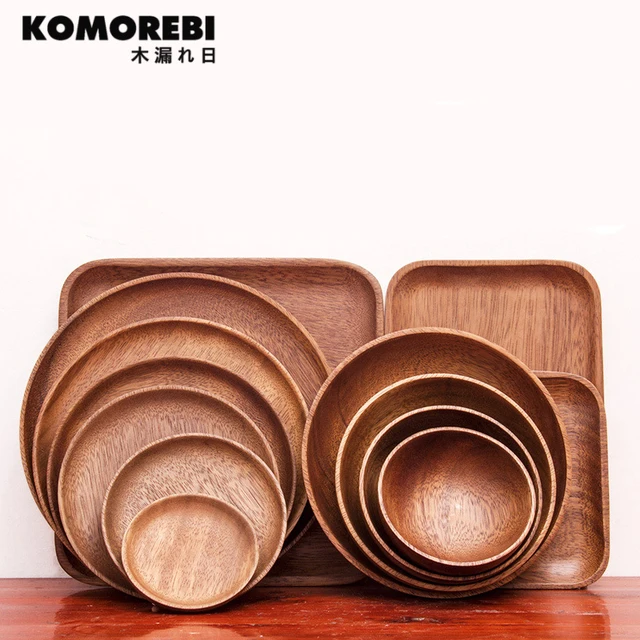 Chinese Style Beech Wood plate dishes fruit tray walnut plates kitchen
