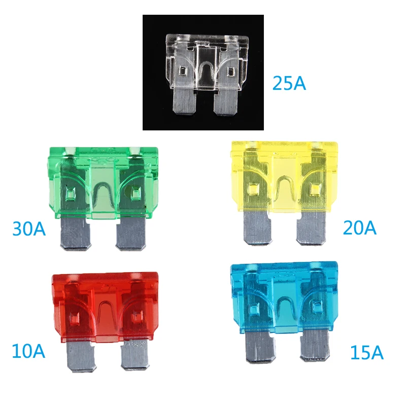 POSSBAY 10 шт. автомобильный лопастной предохранитель 10A/15A/20A/25A/30A мини лопастной предохранитель ассортимент красный белый желтый зеленый синий грузовик мотоциклетный предохранитель