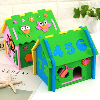 

Kids DIY toy 3D EVA Foam Puzzle small house puzzle creative fun DIY children's kindergarten hand-made materials Baby Toys