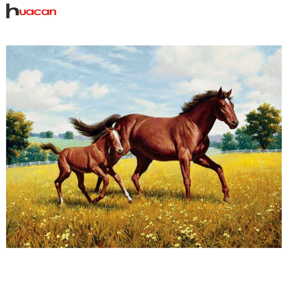 

Huacan 5D Diy Diamond Embroidery Rhinestones Horse Animal Full Square Diamond Painting Cross Stitch Home Decor Children Gift