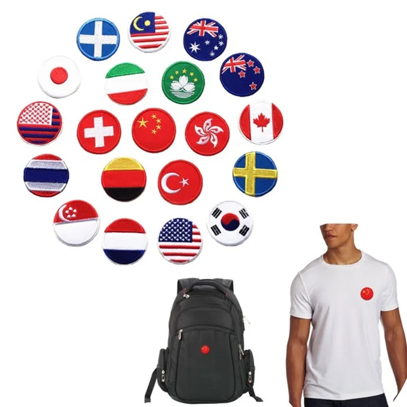 Countries Flags Full Embroidered patch Patches for Clothing Iron on US Germany Italy France Appliques Badge Stripes Sticker