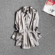 Серебряный Блейзер Элегантный женский легкий и экстравагантный костюм пиджак отделка Тонкий импортный яркий текстурный костюм женский