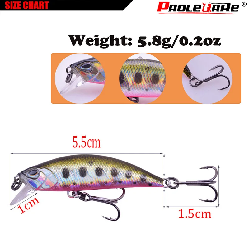 Proleurre Рыболовная Приманка Minnow 55 мм/5 8g жесткие приманки Leurre Souple ИСОГД Artificiais пункт
