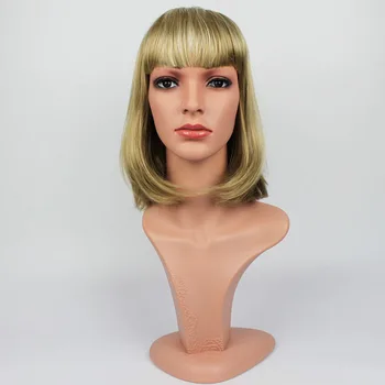 

Realistic PE Female Mannequin Dummy Head With Hair,Manikin Head D5-W,T25