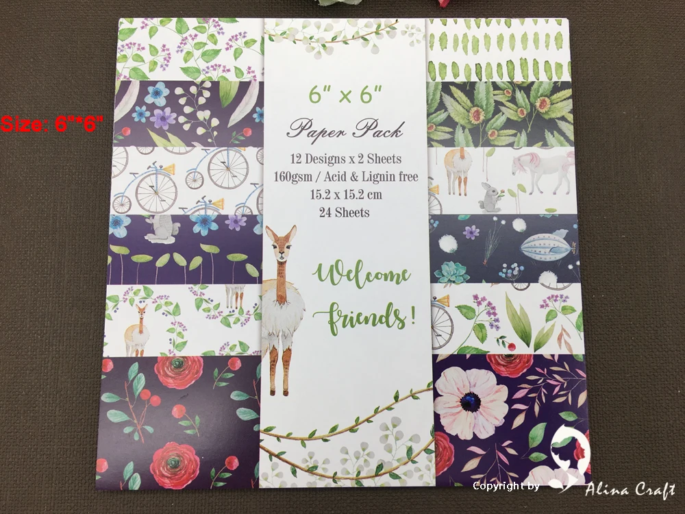 

AlinaCraft 24 sheets 6"X6" wildflower meadow patterned paper Scrapbooking paper pack handmade craft paper craft Background pad