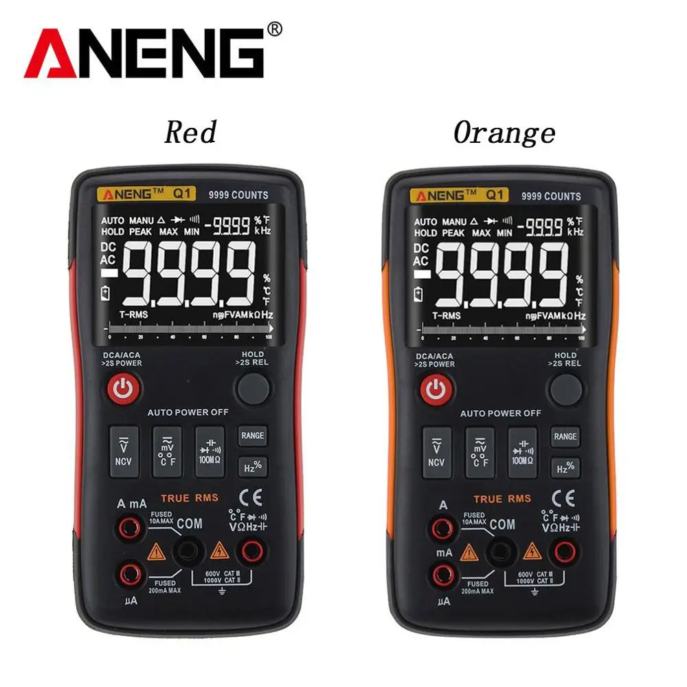 

Q1 Digital Multimeter 9999 Counts True RMS AC/DC Volt Amp Ohm Diode NCV Tester