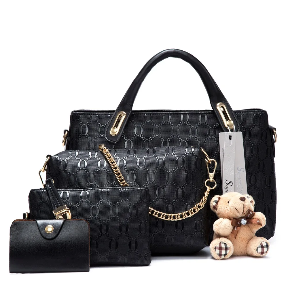 

Soperwillton Women Bag Top-Handle Bags Female Famous Brand 2019 Women Messenger Bags Handbag Set PU Leather Composite Bag #150