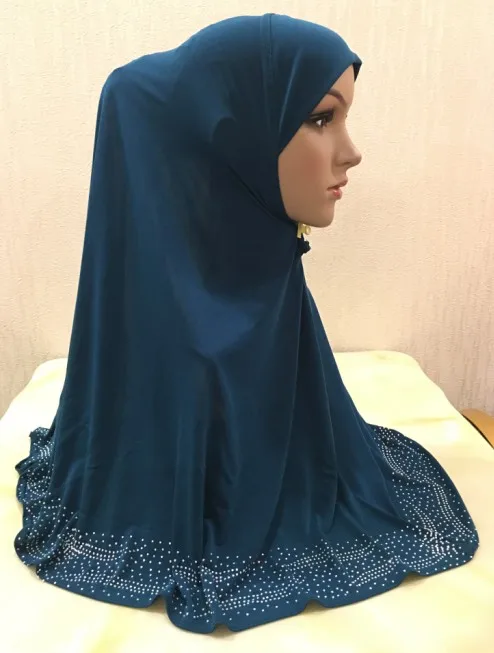 

H1349 the most suitable size pull on hijab, instant pray hijab with stones,islamic scarf,fast delivery