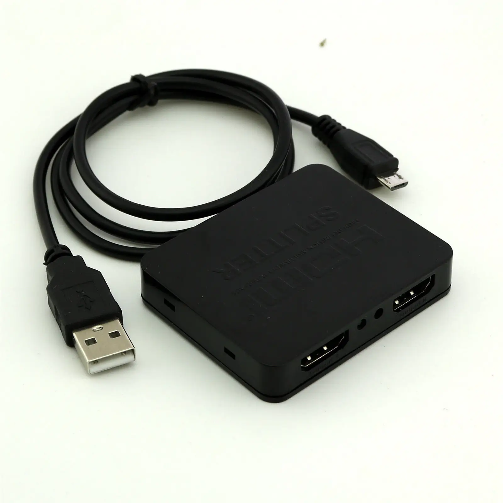 1x4 К к HDMI разветвитель 1x2 2 порта концентратор повторитель усилитель 3D Full HD 1 в 2 порта адаптер с USB кабелем черный/белый - Цвет: Черный