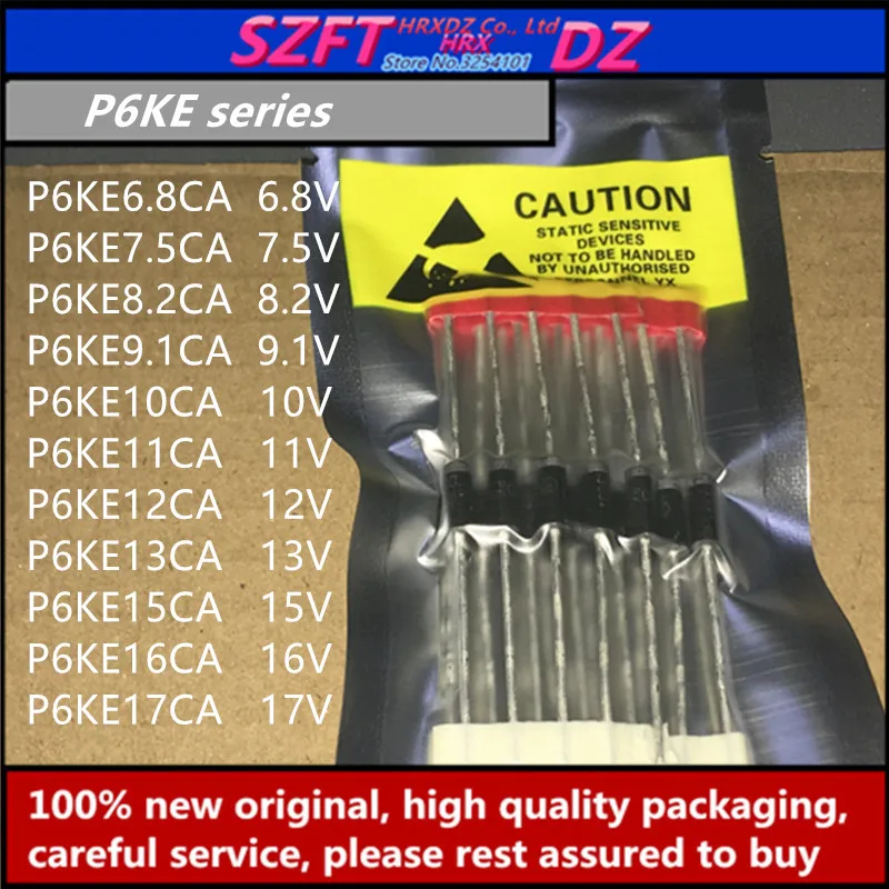 SZFTHRXDZ, 50 шт в наборе, P6KE серии P6KE6.8CA 7.5CA 8.2CA 9.1CA 10CA 11CA 12CA 13CA 15CA 16CA 17CA