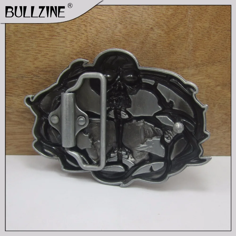 Пряжка для ремня Bullzine Skull с оловянной отделкой FP-03148 подходит для ремня шириной 4 см