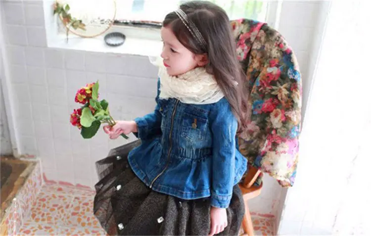 Drop shipping children jackets girl kids denim jacket 2 4 6 8 years old fashion jackets for girls long sleeve spring coat (11)