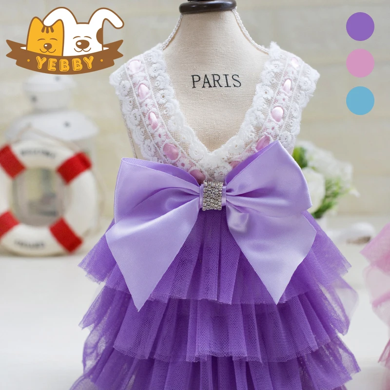 Small Dog Dress Clothes Elegant Female Girl Lady Pet Puppy Floral Lace