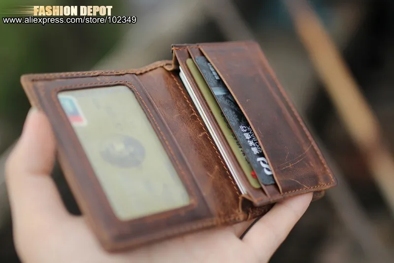 Oil waxed Card Wallet Dark brown Pattern Car holder 2016 (5)