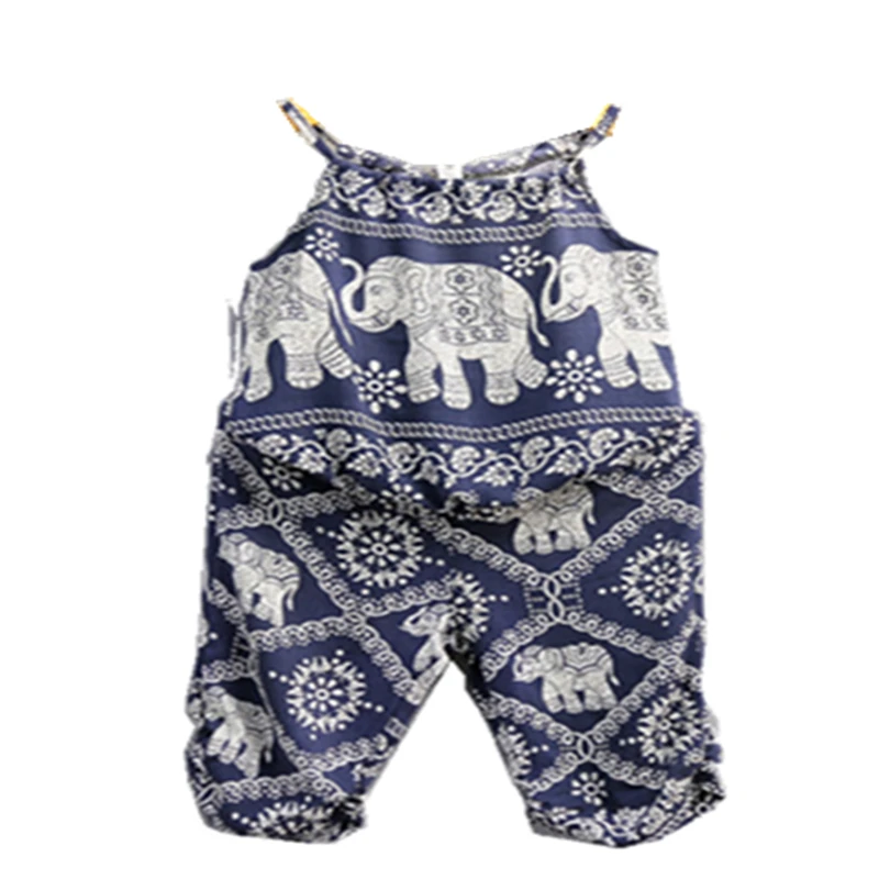 

2Pcs Toddler Baby Girl Elephant Outfits Tops Vest Pants Summer Clothes 3-7T Sleeveless Animal Print Cotton Blend