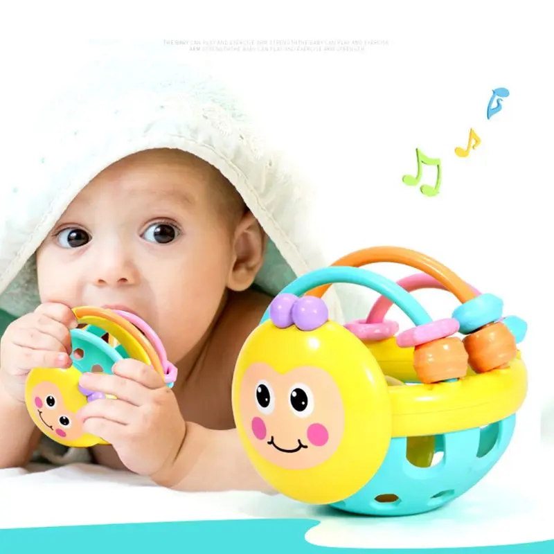 

Baby Hand Bell Shaker Rattles Sound Finger Exercise Grasp Teether Ball
