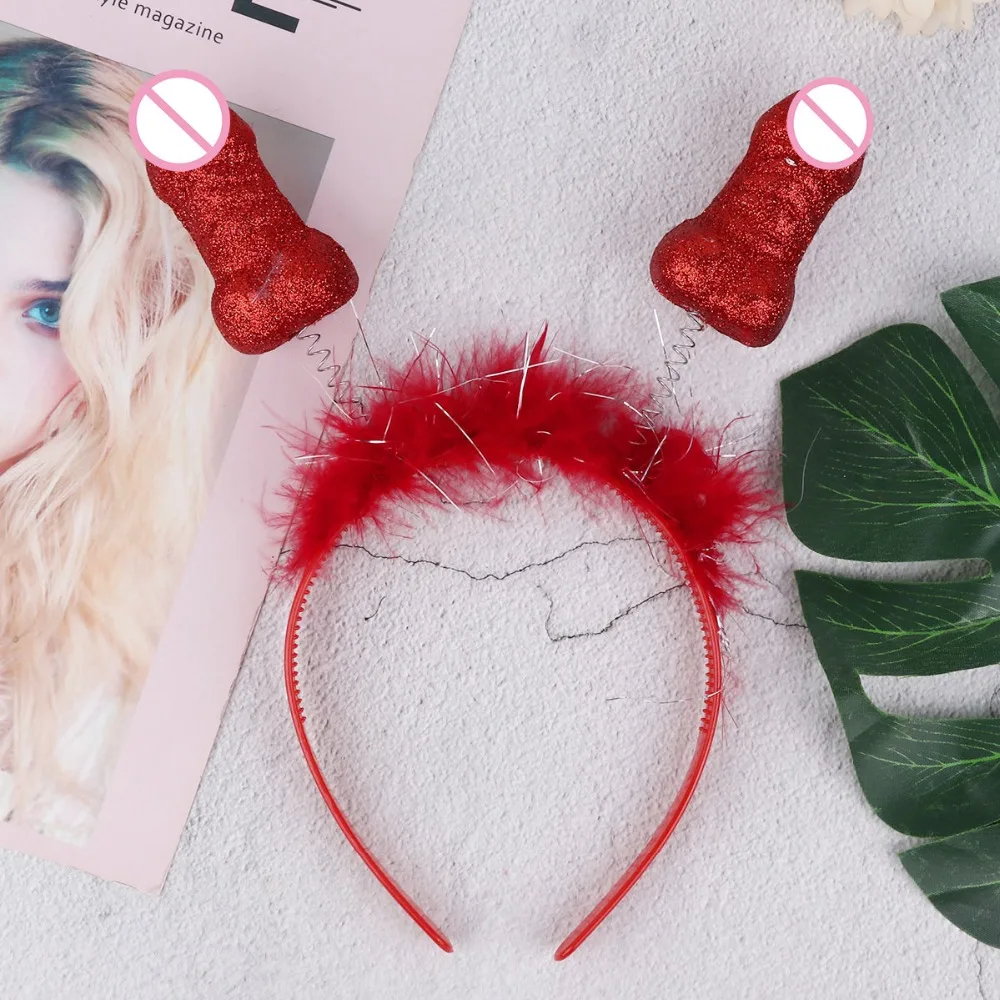 Novelty Bride Penis Shaped Crown Tiara Headband Hair Hairband Bezel for Girls Night Out Bachelorette Hen Party Accessorie