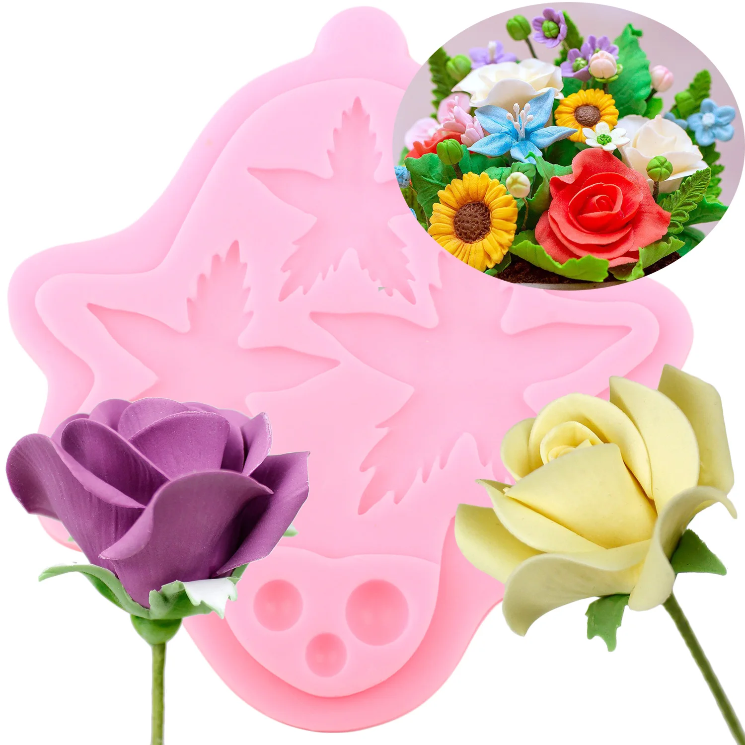

3D Flower Leaf Calyx Silicone Molds Making Flower Fondant DIY Wedding Cake Decorating Tools Chocolate Candy Mould