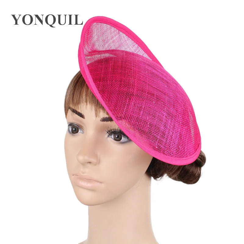 hot pink Королевский синий 1" /25 см Sinamay Fascinators баз дамских чародей шляпа база ремесло изготовления Материал Дерби вечерние головные уборы 12 шт./лот - Цвет: hot pink