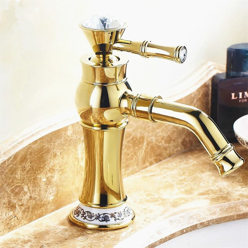 fascia alta di trasporto libero rubinetti del bagno oro con strass stile europeo ottone dorato
