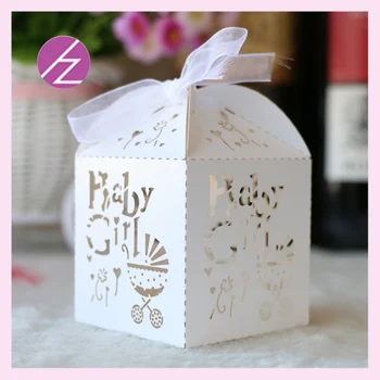 

50 pcs/lot free shipping good quality laser cut paper baby shower candy box high quality handmade gift box for wedding TH-178