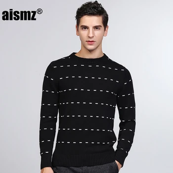 

Aismz Cotton Autumn Winter Warm Luxury Pullover Sweater Men Fashion Casual Striped Male O Neck Knitted Slim Fit sueter hombre