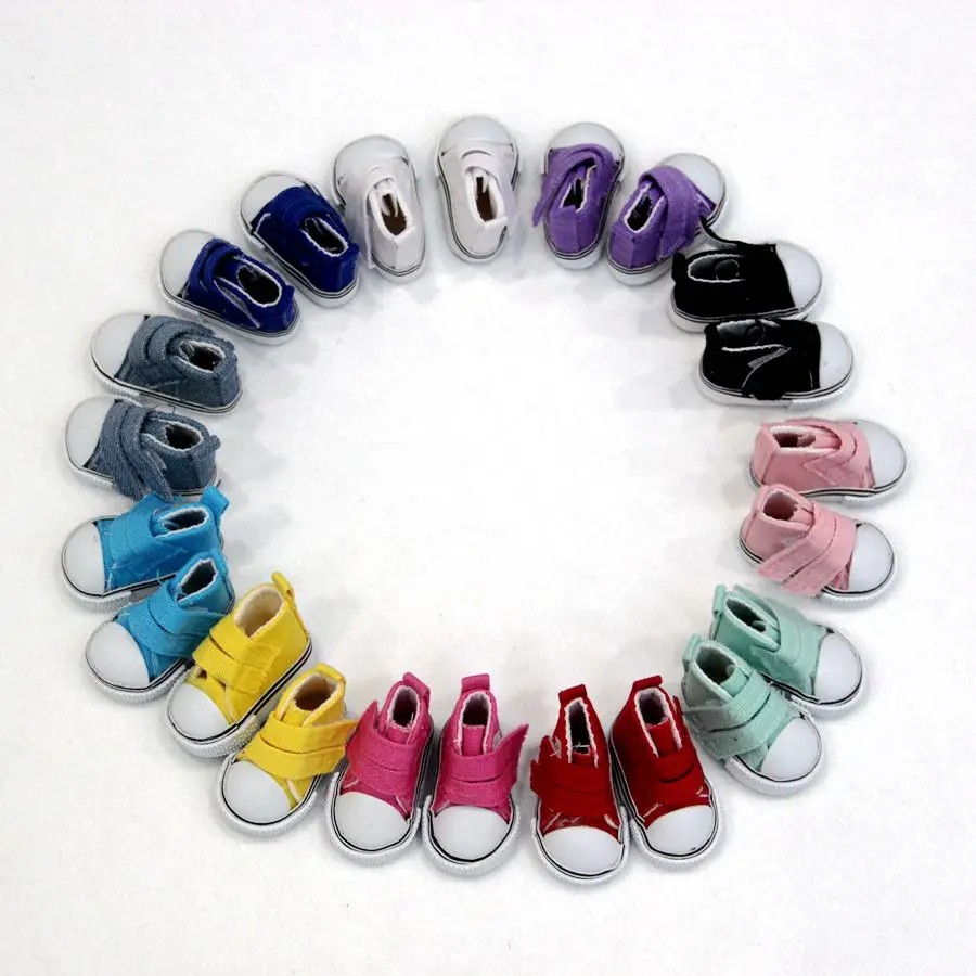 

5cm Fashion Denim Sneakers Doll Shoes For Russian Handmade Doll ,Denim Canvas Mini Toy Shoes For 1/6 BJD Dolls Doll Accessorie