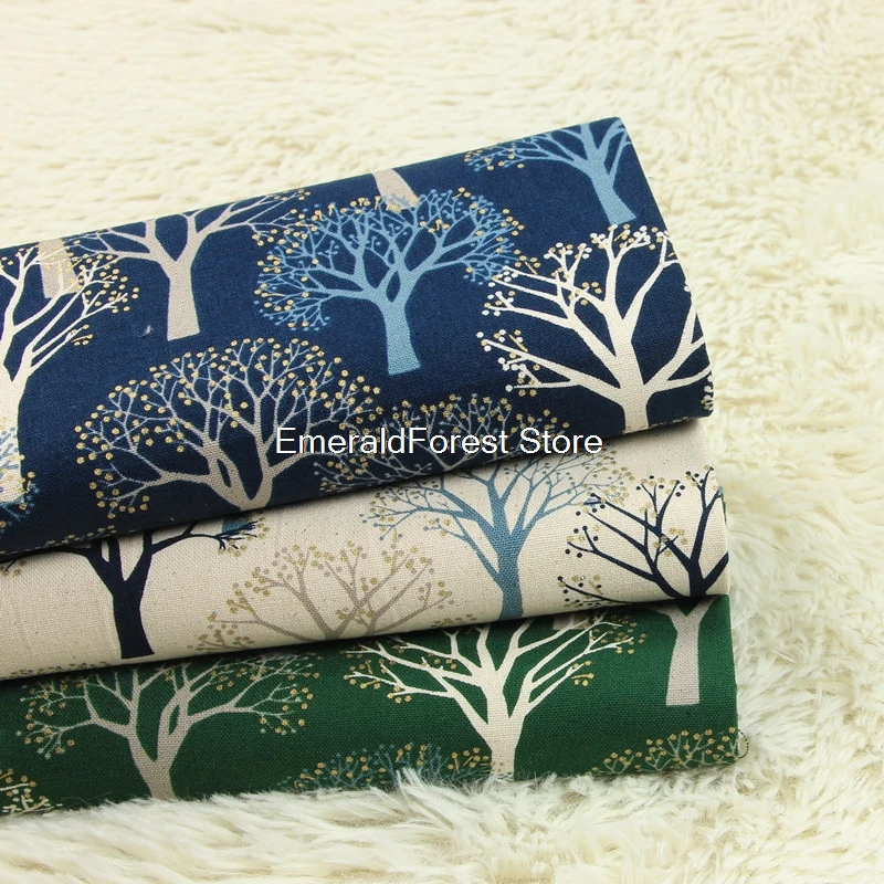 

Thick cotton cloth Nordic bronzing small tree printed fabric Handmade DIY gold bag fabric Cotton 90cmx110cm