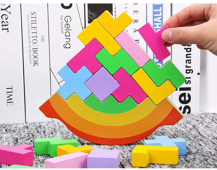 Brinquedo do Bebê de Madeira Blocos de Tetris Jogo de Mesa o Desenvolvimento do Cérebro do Bebê Educacionais do Bebê Presentes para as Crianças Bloco Equilíbrio Desbasta Brinquedos 5 High Quality Brinquedos e hobbies