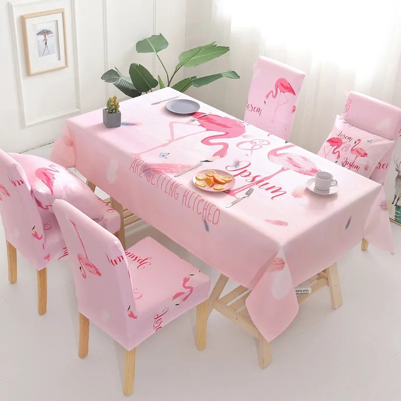 

Waterproof Nordic style Rectangle Tablecloths Polyester Home Kitchen Flamingo Tablecloth Party Banquet Dining Room Decorative