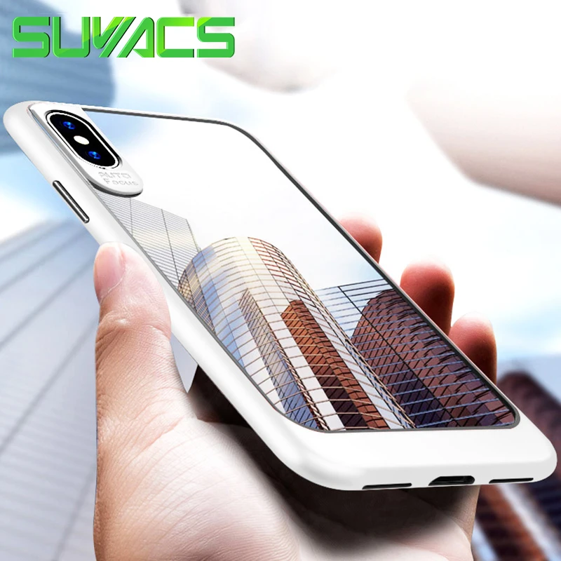 

SUYACS Phone Case For iPhone X 10 Ultra Thin Transparent Hard PC + Soft TPU Full Protection Clear Armor Cases Cover Shells Capa