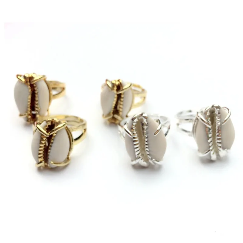 Кольца Cowrie золотые ювелирные изделия натуральный Каури кольца ракушки с 24